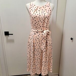 Peach Polka Dot Flowy Sleeveless Dress